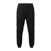 Zwarte jogging broek heren sportieve trainings broek met elastische tailleband trekkoord tapered fit sweatpants casual vrijetijds broek met boorden en zakken maat XL