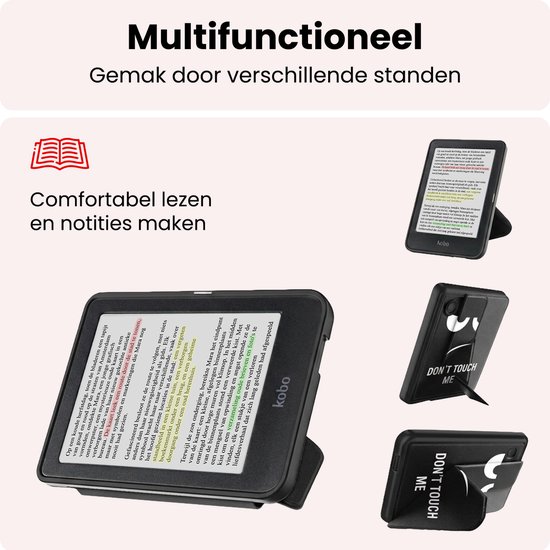 Hoes Geschikt voor Kobo Clara BW Hoesje Bookcase Cover Book Case Hoes Sleepcover Trifold Met Screenprotector - Don't Touch Me — afbeelding 3