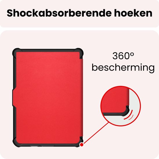 Hoes Geschikt voor Kobo Clara HD Hoesje Bookcase Cover Book Case Hoes Sleepcover Trifold - Rood — afbeelding 4