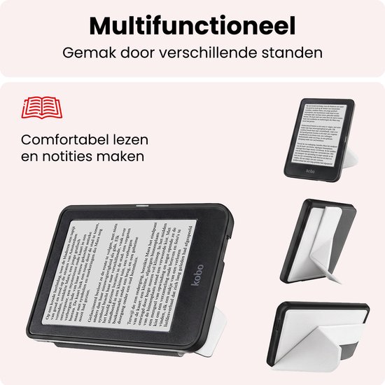 Hoes Geschikt voor Kobo Clara HD Hoesje Bookcase Cover Book Case Hoes Sleepcover Trifold - Wit — afbeelding 3