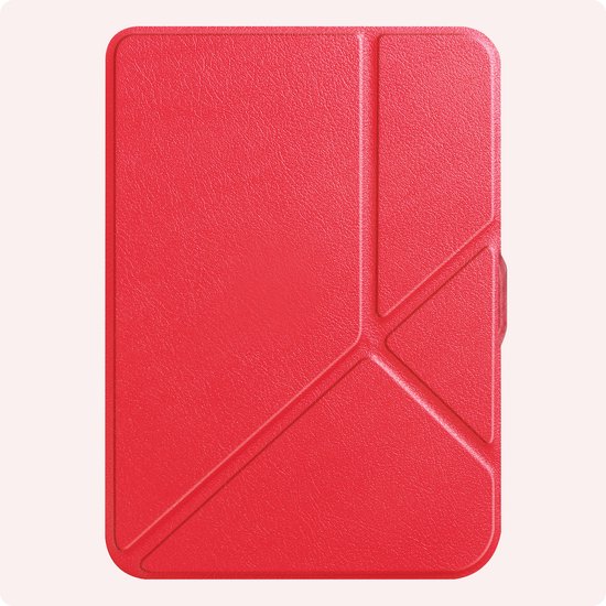 Hoes Geschikt voor Kobo Nia Hoesje Bookcase Cover Book Case Hoes Sleepcover Trifold - Rood — afbeelding 5
