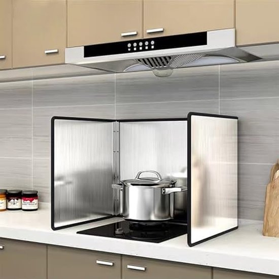 Opvouwbaar Spatscherm - Keuken Scherm - Schoon Koken - Hittebestendig Roestvrij Staal - Opvouwbaar Ontwerp - Zilverkleurig — afbeelding 4