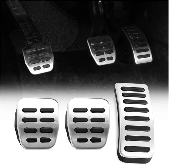 Pedaalhoezen Auto - Antislip Pedalen - Veilig Rijden - Roestvrij Staal - 3 Stuks - Zilver Zwart — afbeelding 5