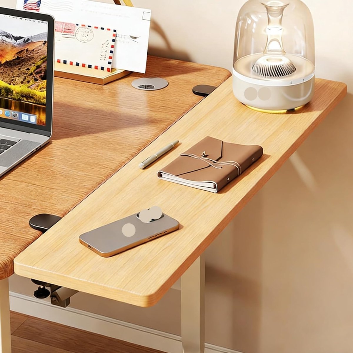 Bureau Extender - Klem op plank - Werkruimte Vergroten - Opvouwbaar Ontwerp - 90 x 25 cm - Natuurlijk