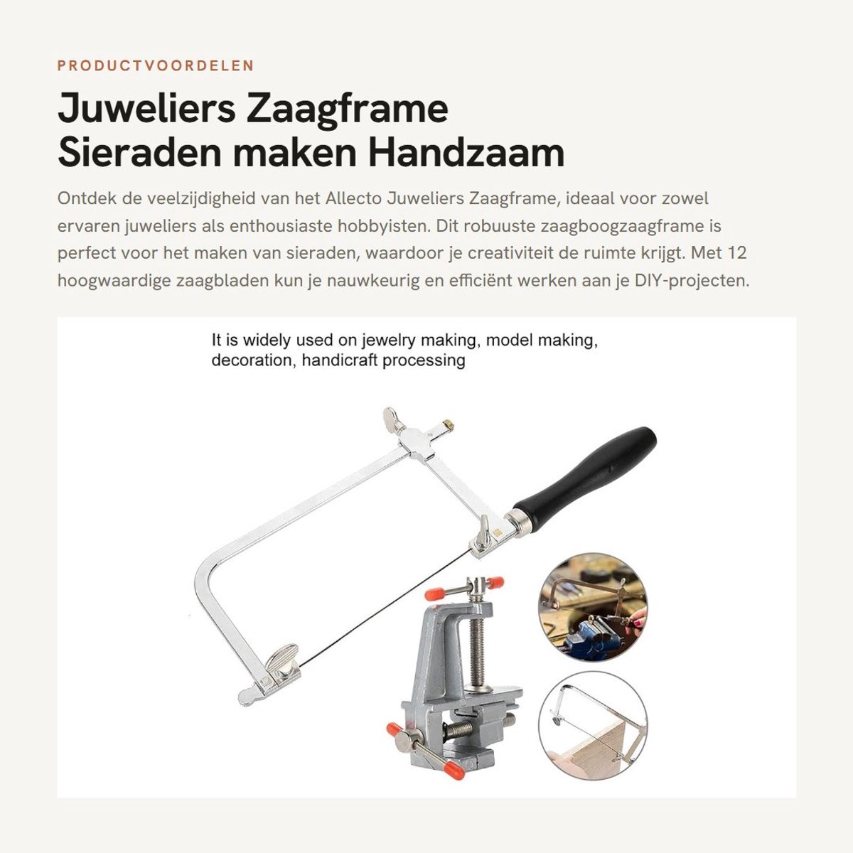 Dailygoods- Juwelierszaagframe 12 Bladen - Mini Bankschroef