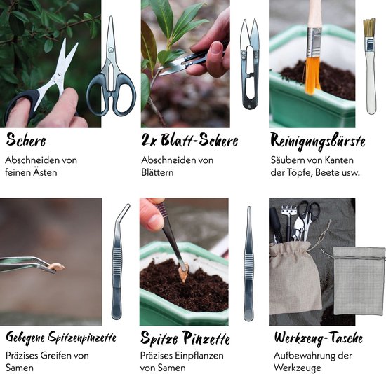 Dailygoods- Bonsai Gereedschap 13-delige Starterset - Tuingereedschap - Opbergtas - Kamerplanten - Bonsai Kweek - Professionele Verzorging van Dailygoods — afbeelding 5