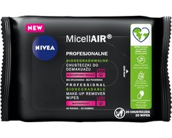 Nivea MicellAIR Serie - Biologisch Afbreekbare Make-up Wipes - 20 Stuks - Waterdichte Verwijdering