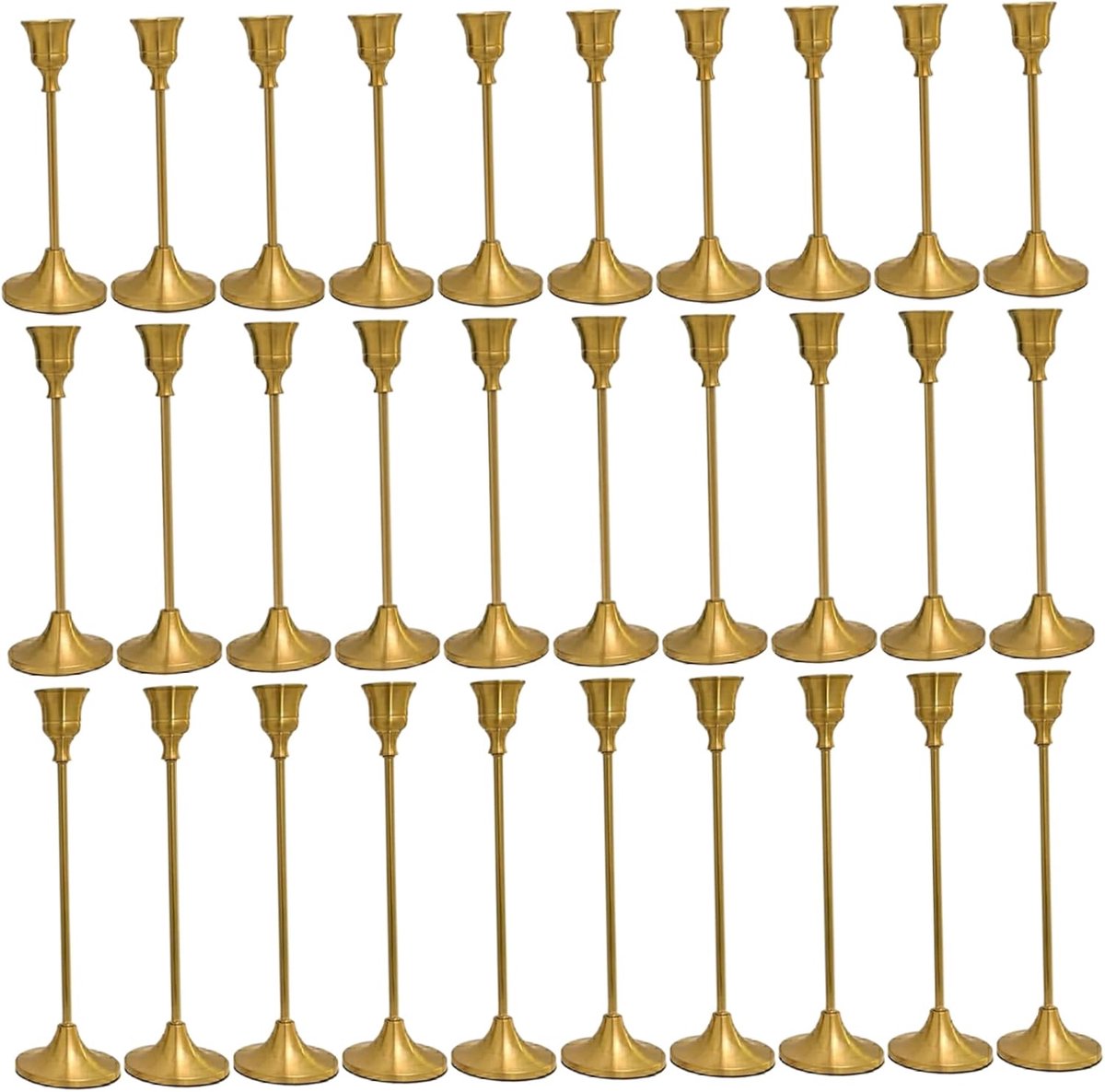 Gouden Kandelaar Houders - Kaarsen Houders - Tafel Decoratie - Vintage Metalen Design - 30 Stuks Set - Goud