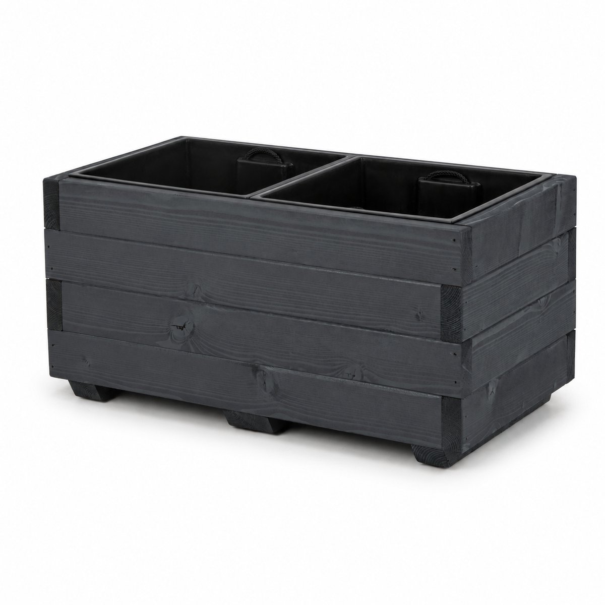 Plant&Bak Plantenbak met Binnenbak Vurenhout L62 × B33 × H32 cm – Houten Plantenbak voor Buiten – Uitneembare Binnenbak – Antraciet