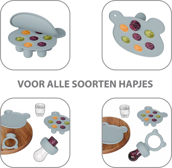 Liefjes & Co Fruitspeen & IJsblokjesvorm - Baby Speen met Bijtring - BPA-vrij Siliconen - 3 Speenmaten S/M/L - Pastelblauw van Liefjes & Co — afbeelding 2