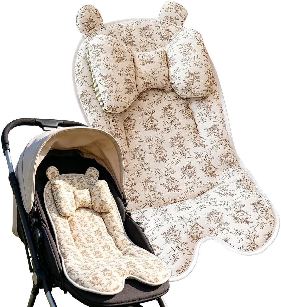 Zitkussen Kinderwagen - Autostoelkussen Baby - Reiscomfort Bieden - Omkeerbaar Seizoensont