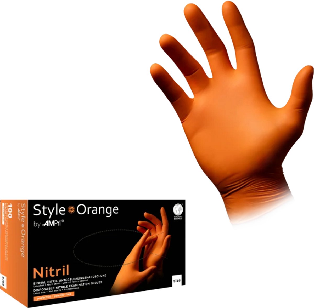 Ampri Style Orange Handschoenen XL - Oranje Poedervrij Getextureerd - 100 stuks