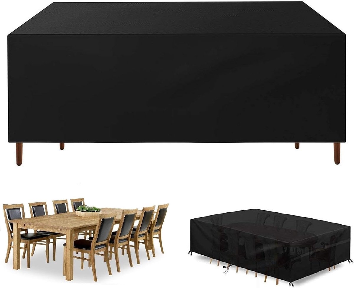 Tuinmeubelhoes - Terrastafel beschermhoes - Meubels beschermen - Waterdicht 420D Oxford - 195 x 75 x 85 cm - Zwart