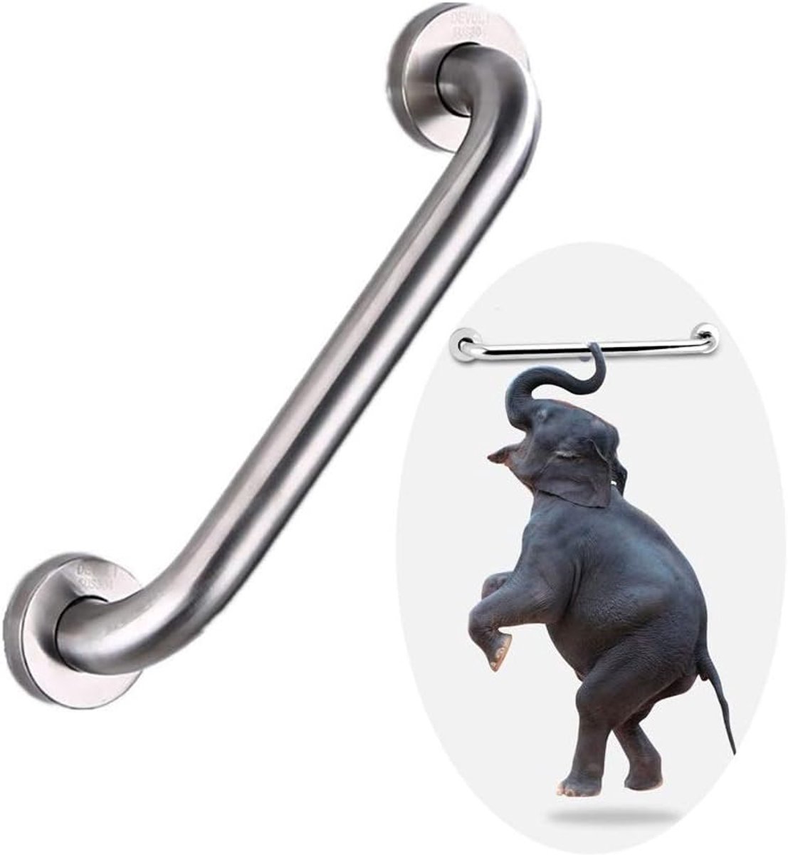 Veiligheidssteun Badkamer - Handgreep Wandbeugel - Ondersteuning en Balans - Ruimtebesparend Ontwerp - 60 cm - Zilver