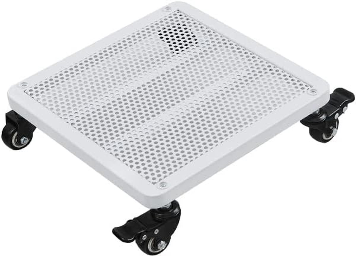 Plantenpotwagen - Bloempot standaard - Planten verplaatsen - Met wielen en remmen - 40x40 cm - Wit