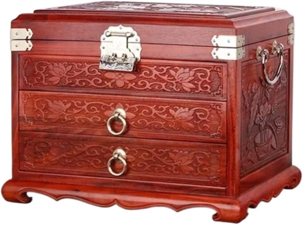 Sieradendoos - Opberger - Juwelen Sorteren - Ingebouwde Spiegel - 31x25x23 cm - Bruin