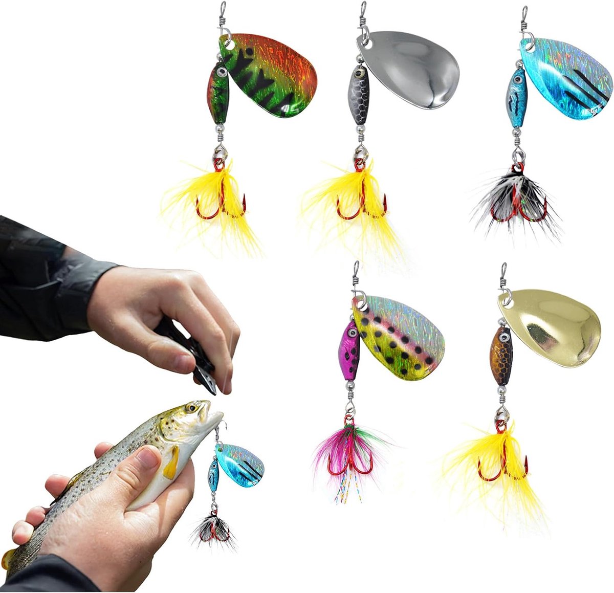 Kunstaas Set - Vervolgaas Haken - Vissen Op Forel - Dynamische Actie Imitatie - 5 Stuks - 5 Kleuren
