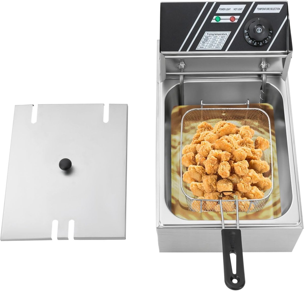 Elektrische Oliefriteuse Friteuse met mand Frituren van snacks Roestvrij staal ontwerp 6 liter Zilver