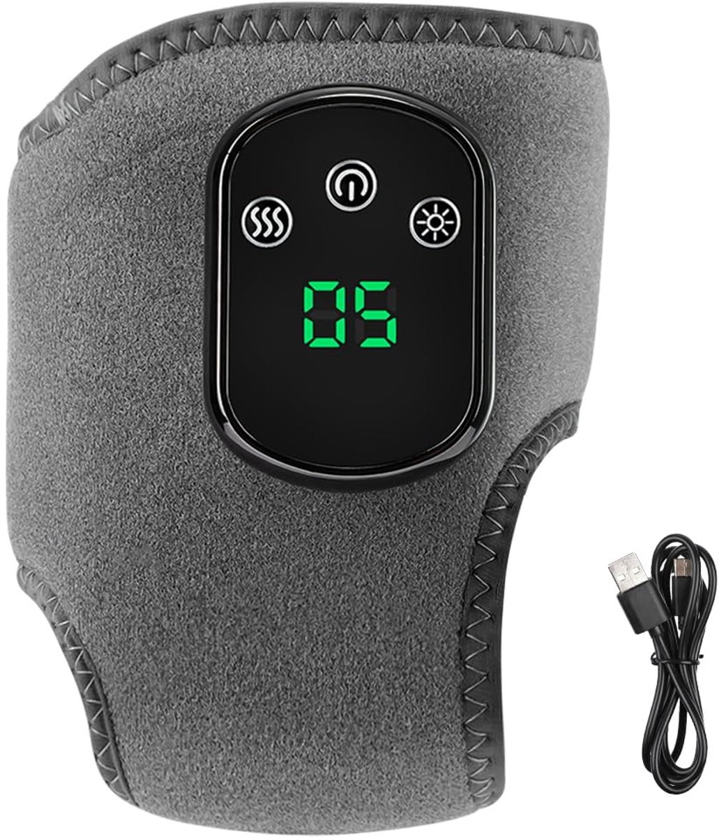 longziming -Elektrische Verwarmde Enkelband – Enkelwikkel – Warmteband – 5 Warmteniveaus – 3 Massageprogramma’s – Comfortabele Compressie – USB-Oplaadbaar – Zacht en Ergonomisch Ontwerp – Grijs – 1 Stuk