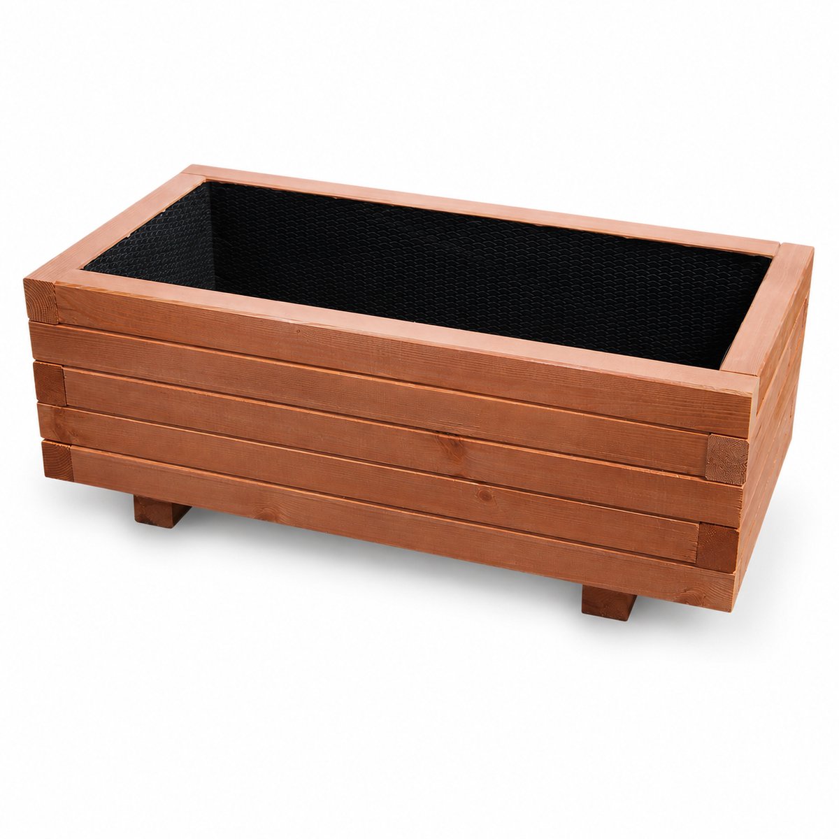 Plant&Bak Tuinbak Vurenhout L80 × B40 × H30 cm – Houten Plantenbak voor Buiten – Langwerpige Bloembak met Waterdichte Binnenbekleding – Notenbruin