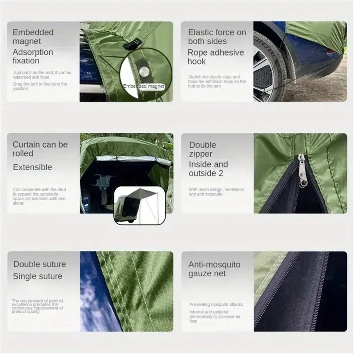 CINK Camp® SUV Achterklep Tent Met Luifel - 5-6 personen - Waterdicht - Scheurbestendig – foto 3