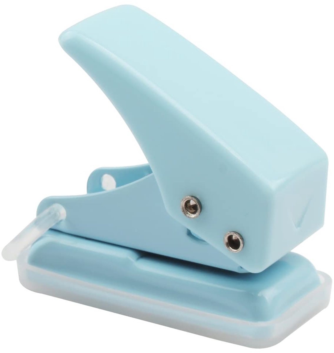 Mini Kantoor Perforator met Landing Rail, Ergonomisch Ontwerp, Blauw, Recyclebaar en Milieuvriendelijk - Ideaal voor Documenten, Notities en Organisatie