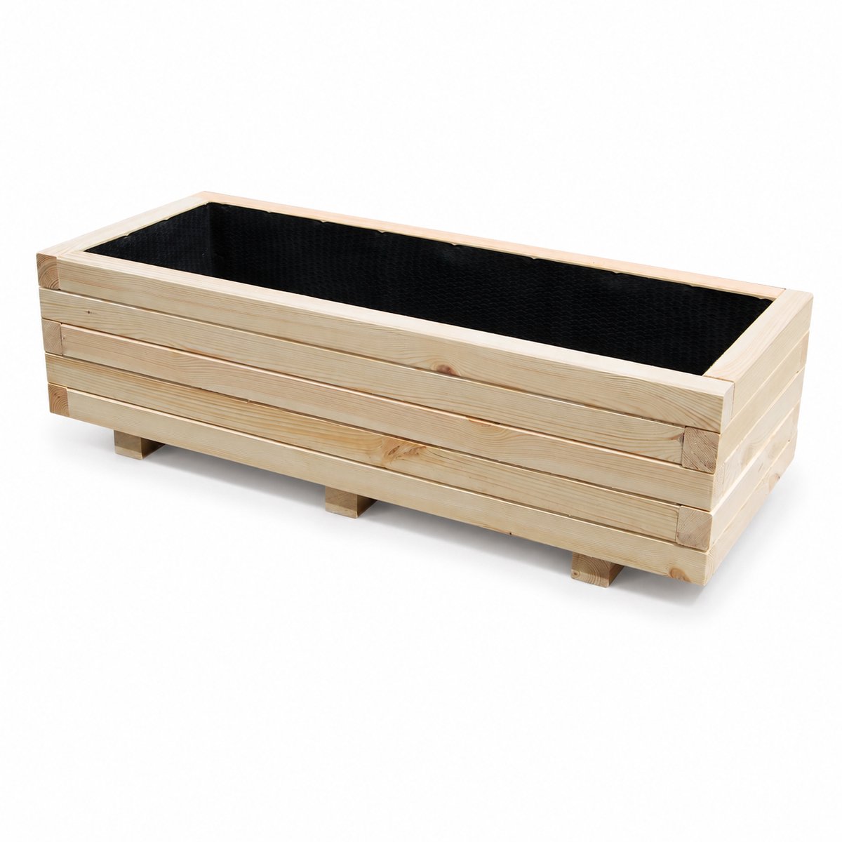 Plant&Bak Tuinbak Vurenhout L100 × B40 × H30 cm – Houten Plantenbak voor Buiten – Langwerpige Bloembak met Waterdichte Binnenbekleding – Naturel