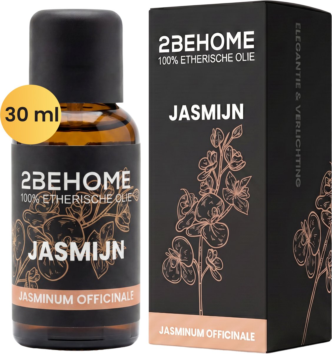 2BEHOME Etherische Olie Jasmijn - 30 ML - 1 Stuk - Essentiële olie voor Aromatherapie - Essential oil - Geurolie voor Aromadiffuser