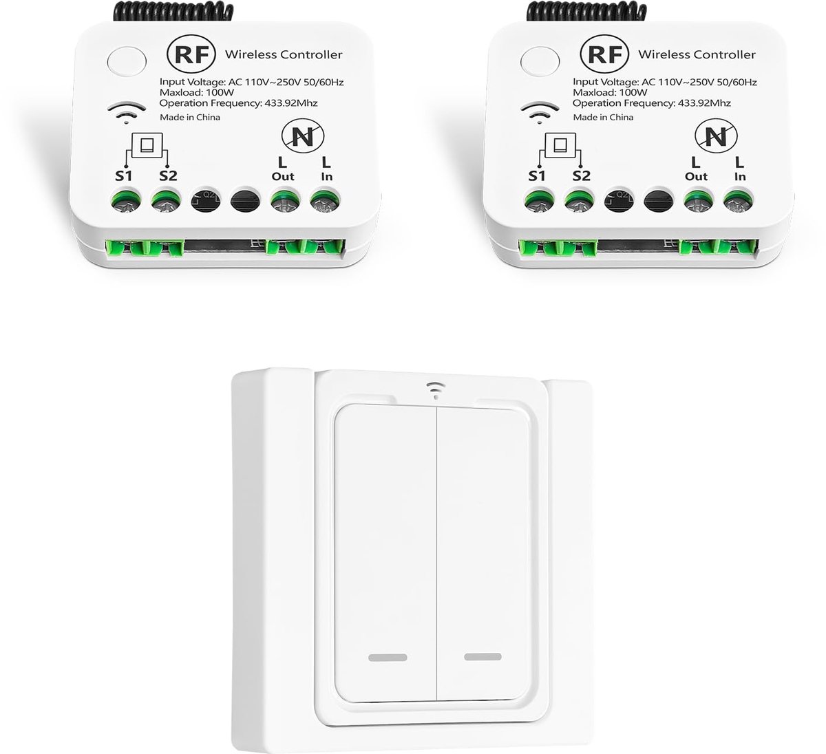 Draadloze Lichtschakelaar - Compacte Mini Radio Controle - Bereik tot 100 m - Voor Binnenverlichting - ShopVlot