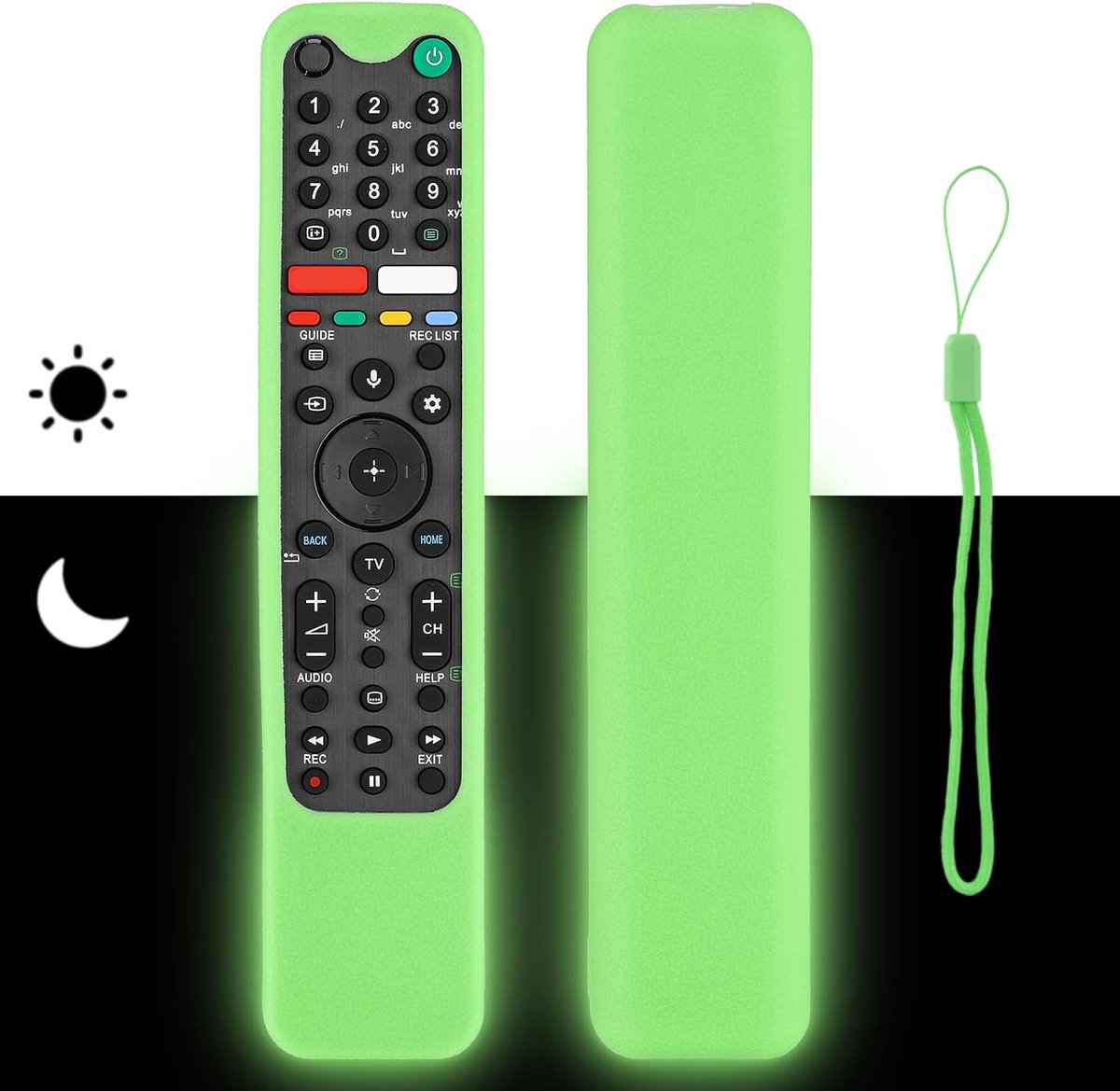 Afstandsbediening siliconen - schokbestendige beschermhoes - fluorescerend groen - praktische lanyard - ShopVlot