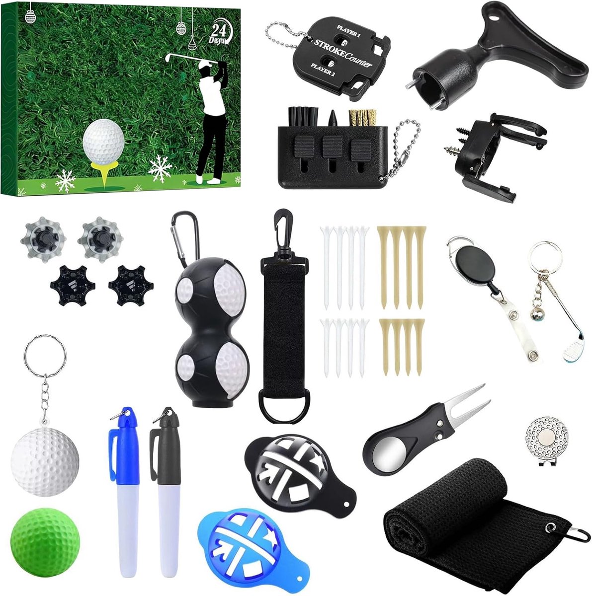 adventskalender golf - 24 stuks - mannen - unieke golfaccessoires voor elke dag - ShopVlot