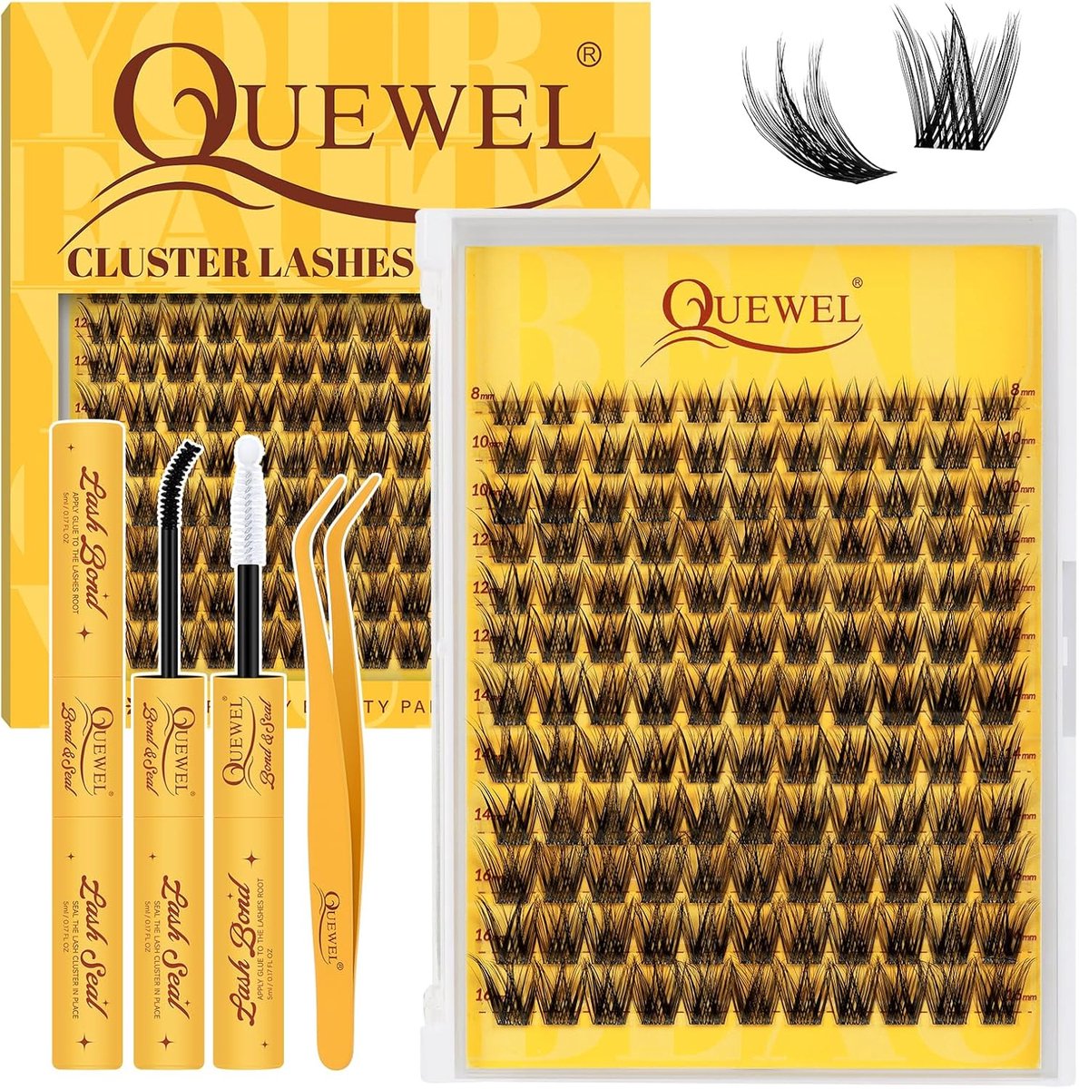 Wimpers 120 stuks - 8-16 mm - set met wimperlijm en pincet - eenvoudig thuis aan te brengen - ShopVlot