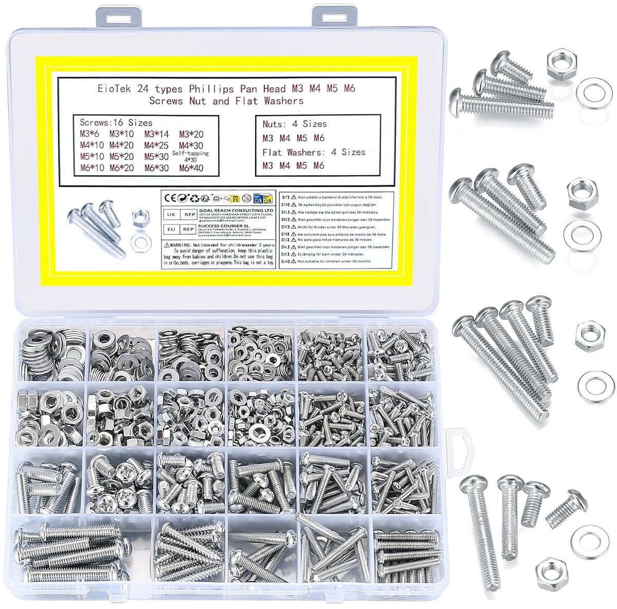 Schoeven en Moeren Set 1080pcs - M3 M4 M5 M6 - Hoogwaardig Staal - Perfect voor DIY Klussen - ShopVlot