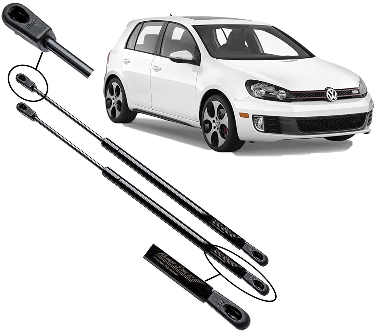 Gasveren achterklep 438 mm - vervangingsset voor VW Golf Mk6 2008-2012 - 550N kracht - eenvoudige installatie - ShopVlot