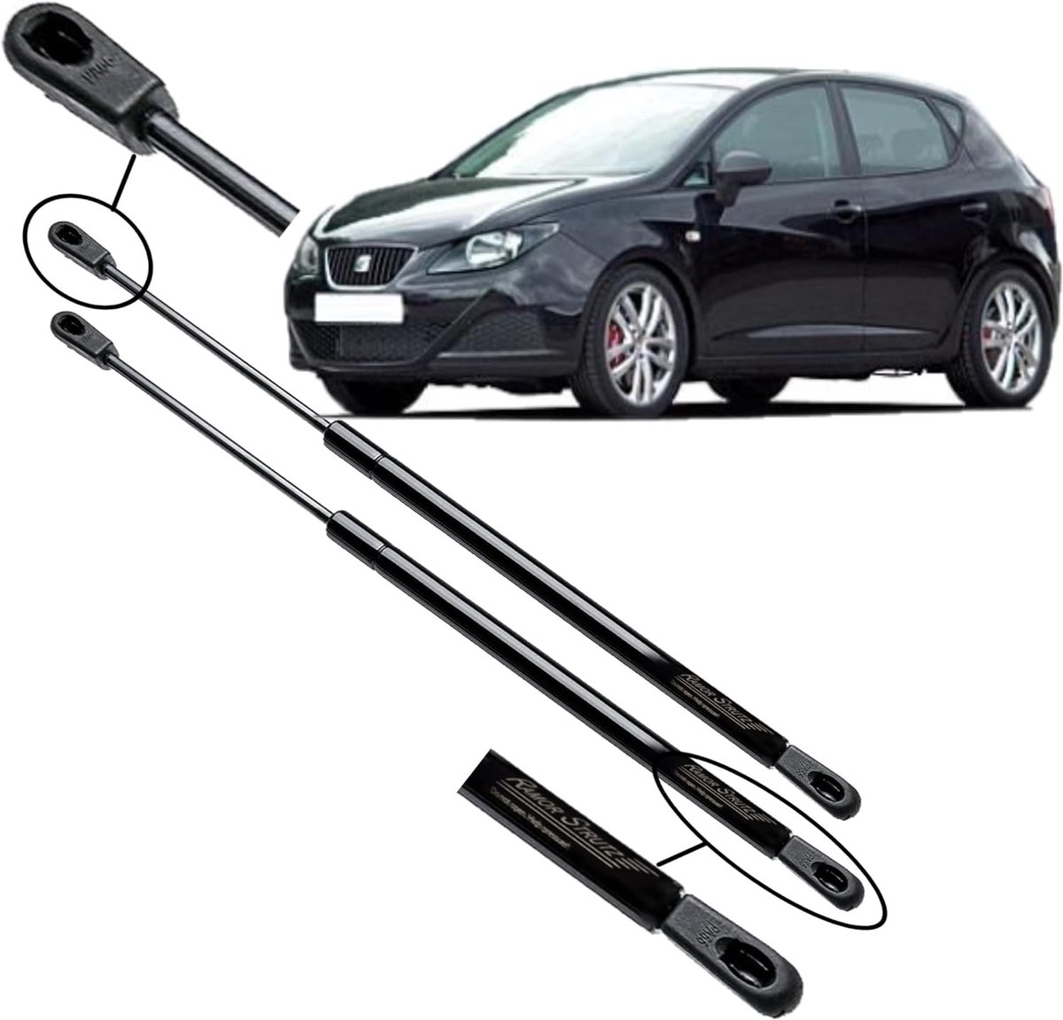 Gasveren achterklep 560 mm - vervangingsset 2x - 290N kracht - eenvoudig te installeren - ShopVlot