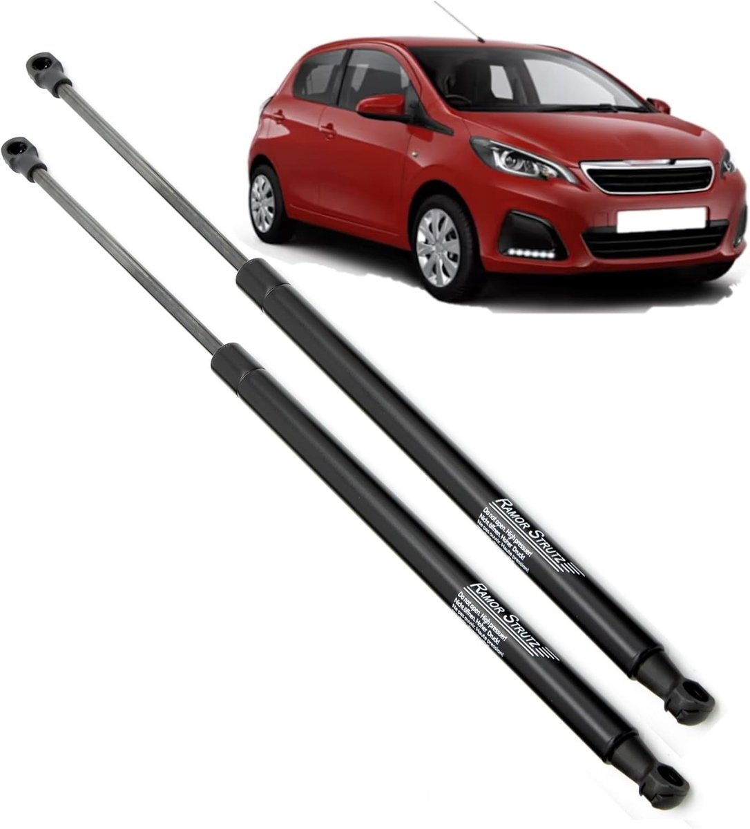 Gasveer demper achterklep Peugeot 108 2014-2022 - vervanging B000877780 - 2x gasveren - eenvoudige installatie - ShopVlot