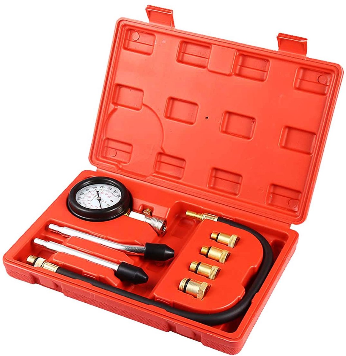 Compressietester 0-20 Bar - Set met adapters - Voor auto en motor - Eenvoudig meten - ShopVlot