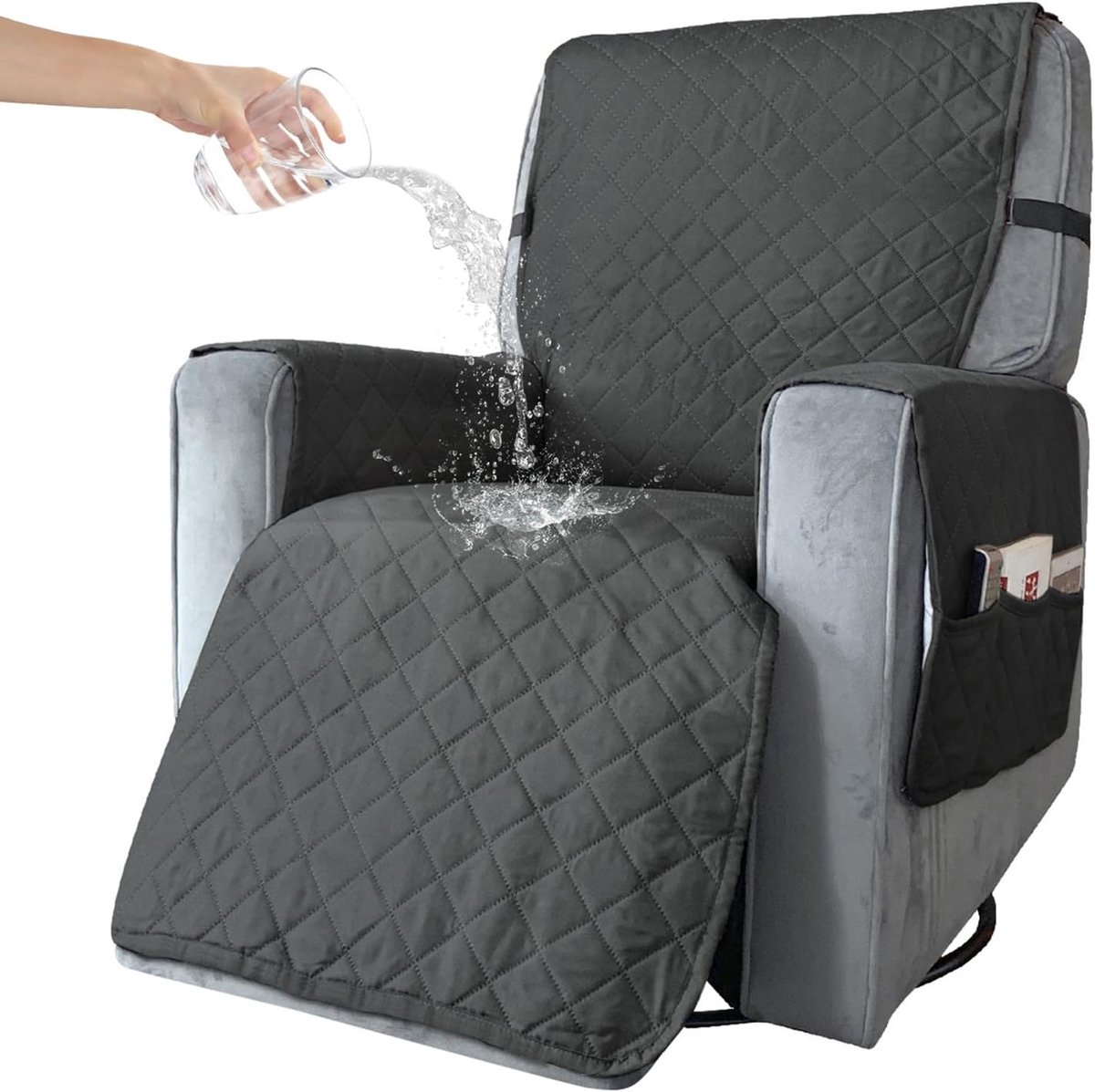 Recliner beschermhoes L - Donkergrijs - Zacht en comfortabel - Bescherming voor huisdieren - ShopVlot