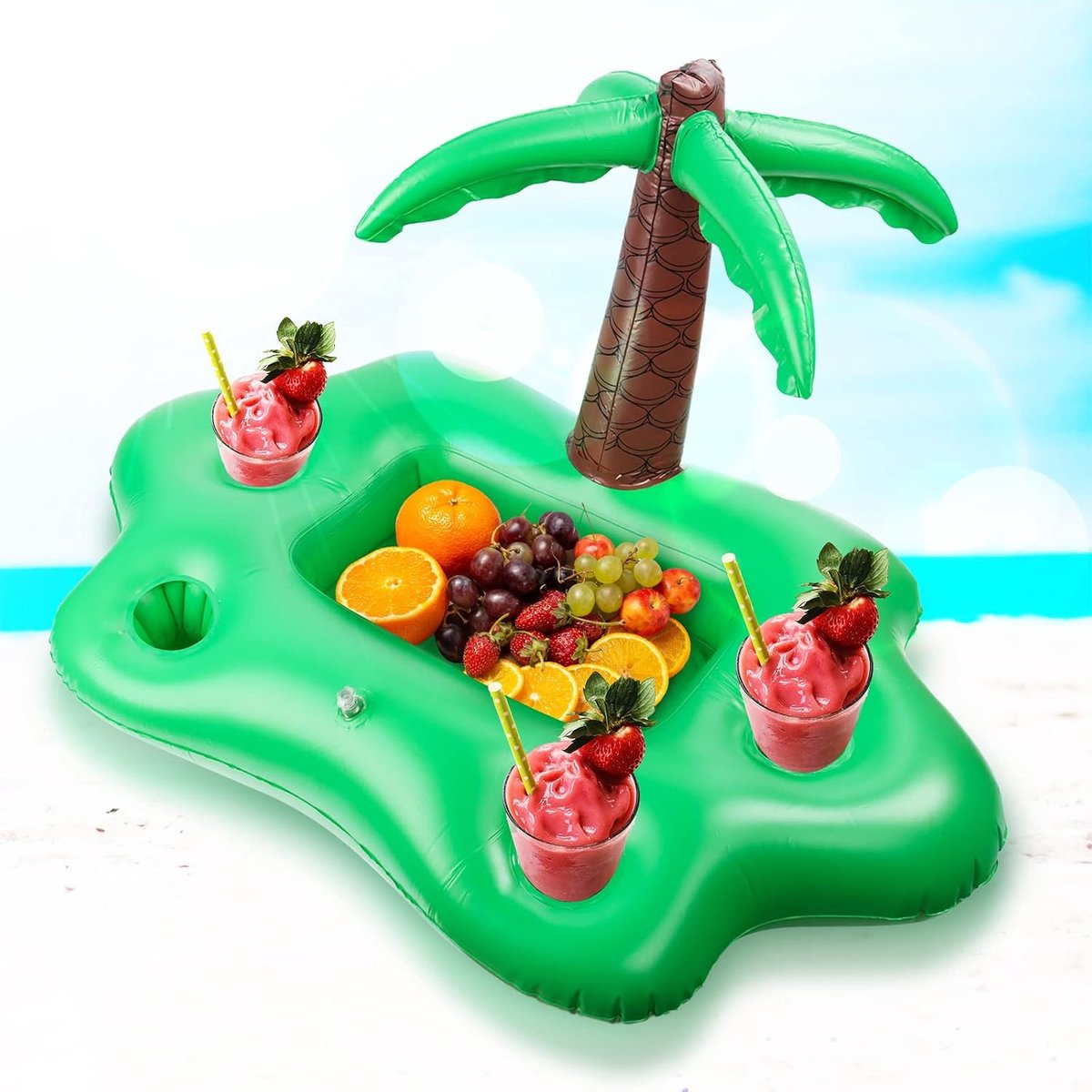 Opblaasbare bekerhouder - palmboom ontwerp - ideaal voor strand en zwembadfeesten - ShopVlot