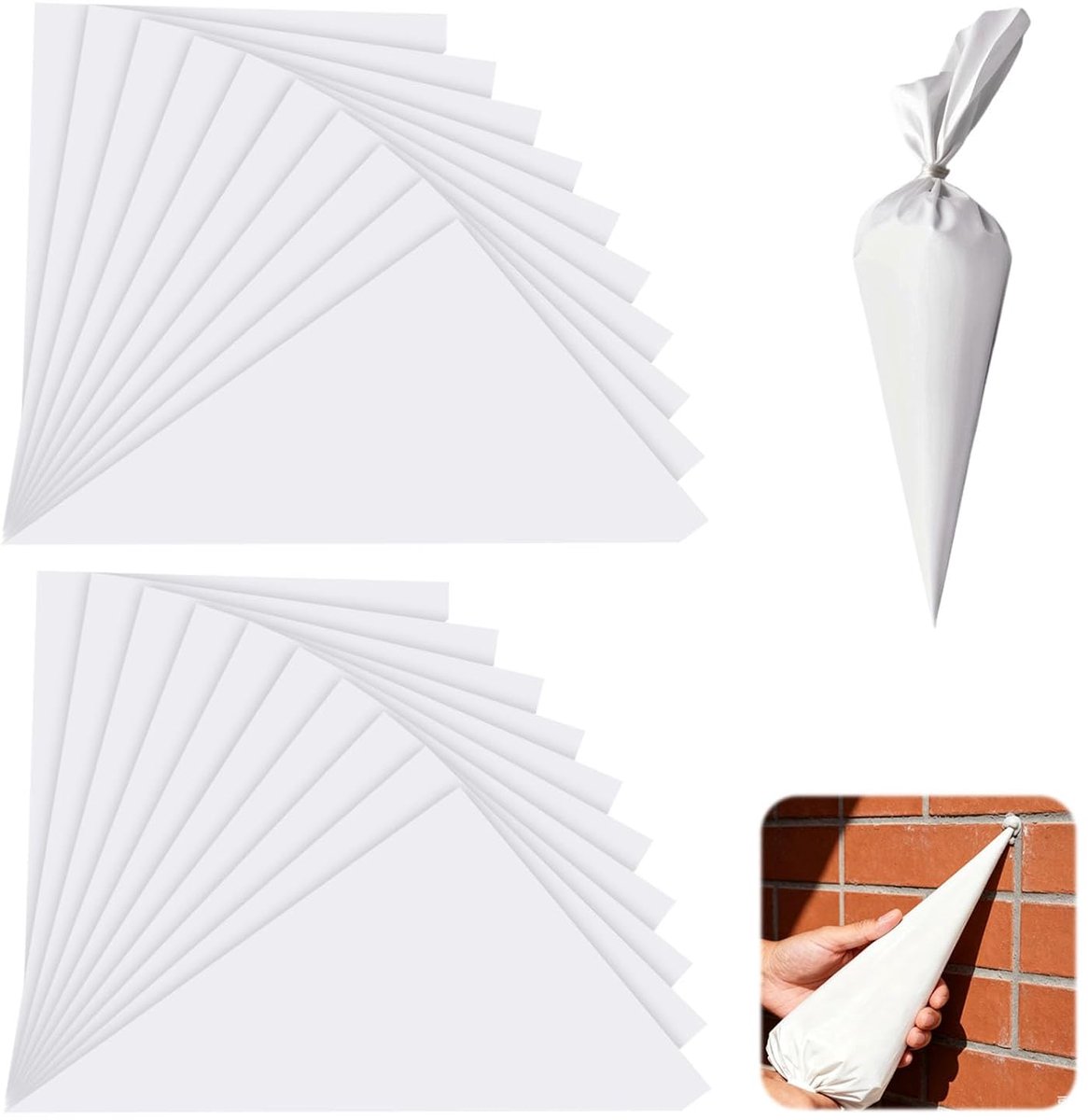 Mortelzakken 20 stuks 460 x 450 mm - scheurvast materiaal - op maat te snijden - handen schoon tijdens gebruik - ShopVlot