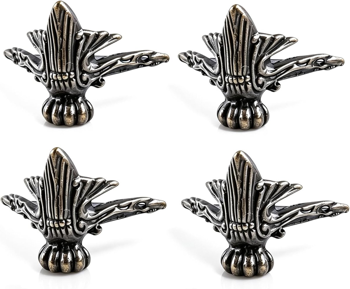 Antieke bronzen kastpoten set van 4 - zinklegering - hoekbescherming - perfect voor sieradenboxen - ShopVlot