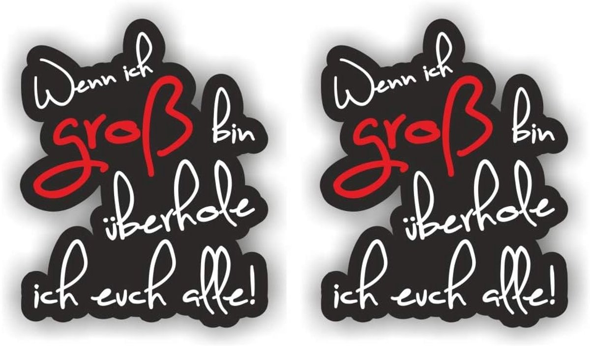 Autosticker Wenn Ik grote Bin - 9 x 11 cm - Hoogwaardige sticker - Grappige auto decoratie - ShopVlot