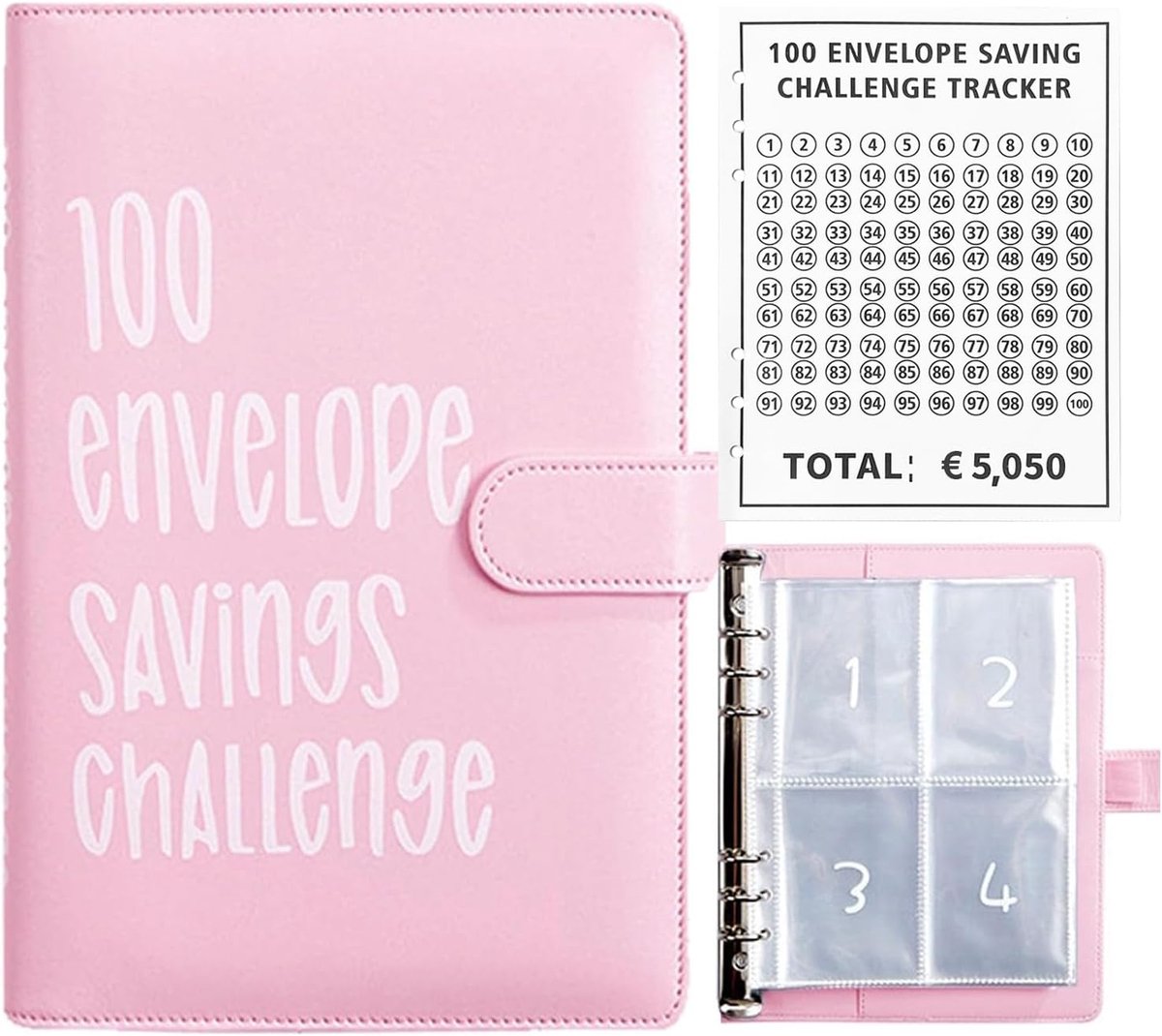Spaarboek voor geld 5000 euro - 100 enveloppen spaaruitdaging - budget planner voor koppels - start je spaardoelen - ShopVlot