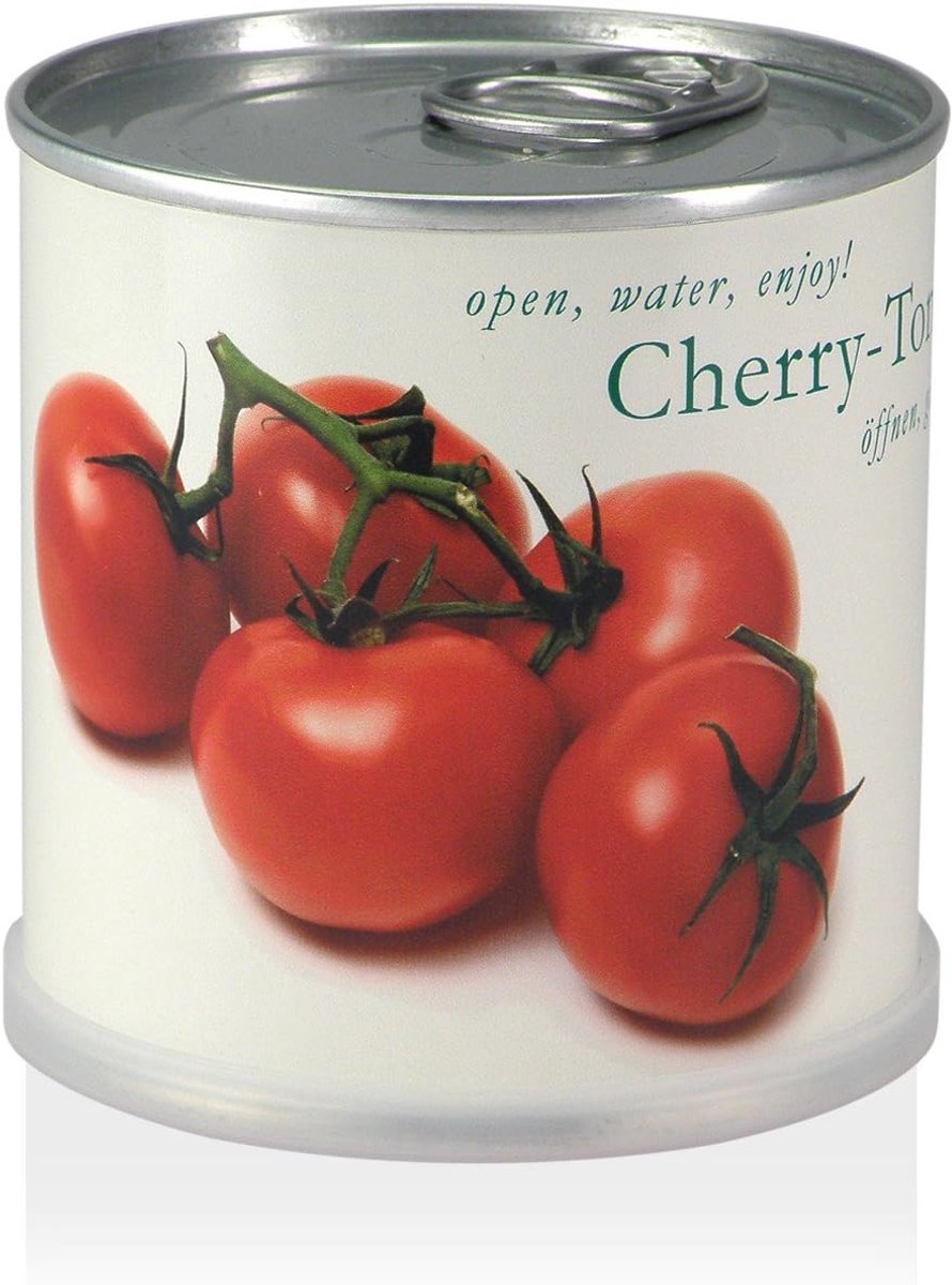 Bloemen in blik - Cherry Tomaat - biologische zaden - vrolijke planten voor in huis - ShopVlot