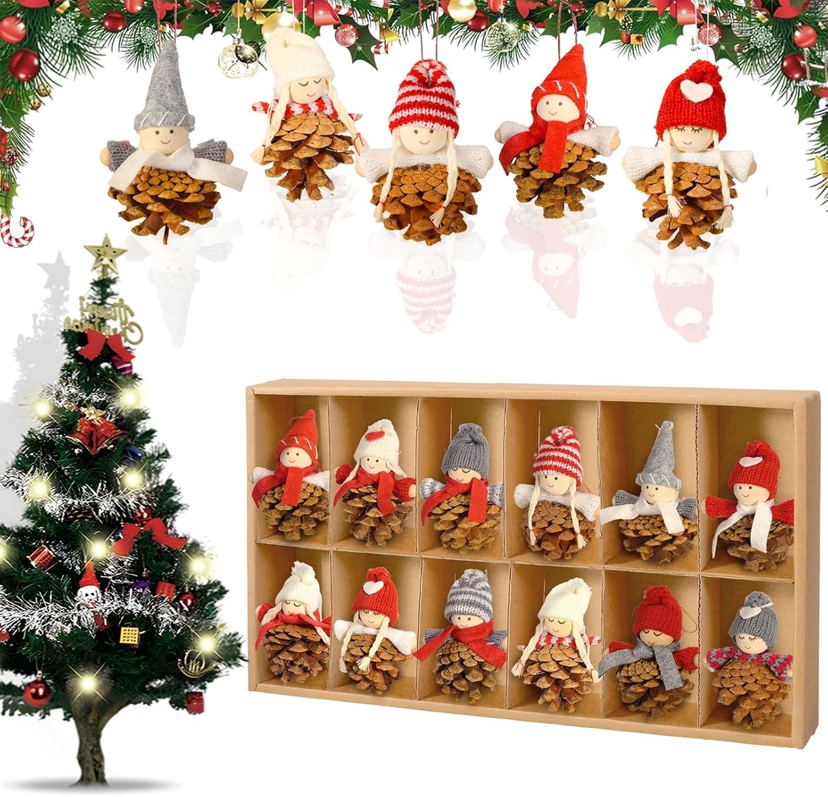 16-delige kerstengel hangers - schattige pluche kerstdecoratie - perfect voor kerstboom en cadeaus - ShopVlot
