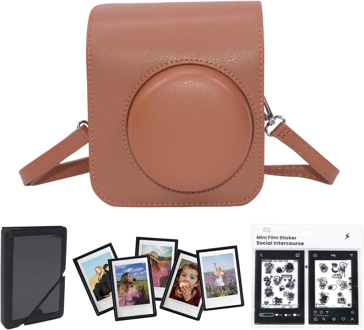 Mini 41 camera case - PU leren beschermhoes - met fotoalbum en stickers - ideaal voor onderweg - ShopVlot