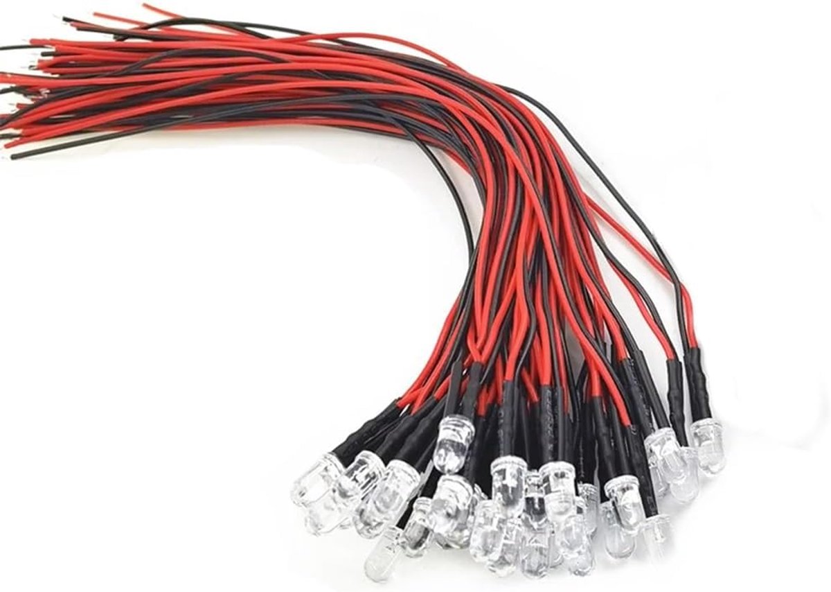 LED lampen 12 Volt 5mm - 20 stuks - Flitsend wit - Perfect voor verlichting projecten - ShopVlot