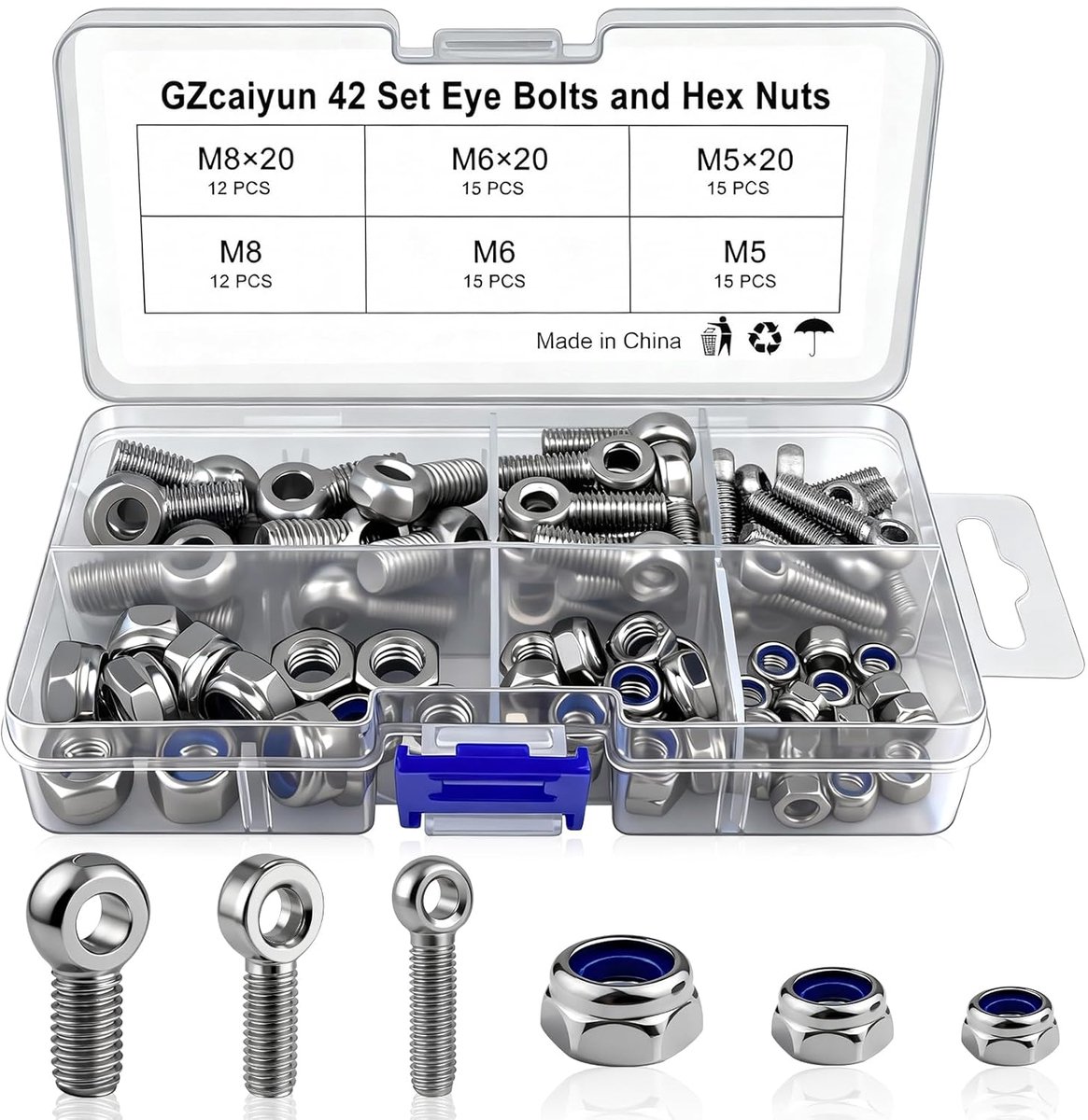 Rotary bolts en hexagonale moeren set M5/M6/M8 - RVS 304 - hoge sterkte - ideaal voor automotive toepassingen - ShopVlot