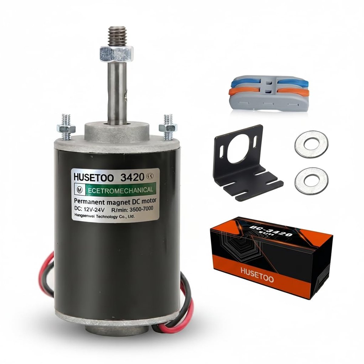 DC motor 12 V/24 V, 30 W - 38 mm schroefdraad - stille permanente magneetmotor - ideaal voor doe-het-zelf projecten - ShopVlot