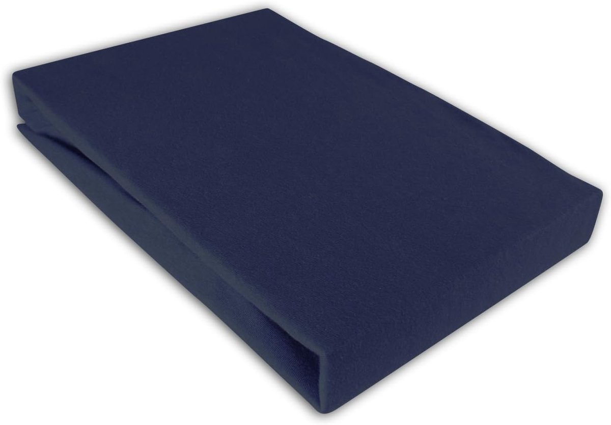 Jersey hoeslaken 180-200x200 cm - navy blauw - 100% katoen - ademend en wasbaar - ShopVlot